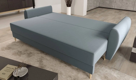 Sofa mit Schlaffunktion Rovigo grau blau leichte Form mit elegantem Charakter perfekt für jede Einrichtung weicher Stoff