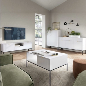 Lovro Möbel Set weiß modernes Design Schrankwand für Wohnzimmer oder Sitzungssaal