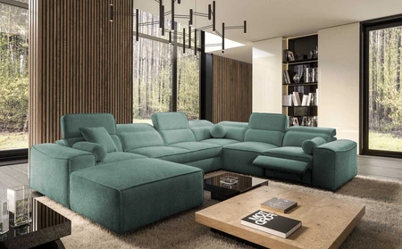 Ecksofa mit Schlaffunktion Viano VIII Lux patina linkes Design-Ecksofa mit ausziehbarem Fußteil Bettzeug-Container