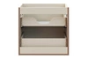 Waschtischunterschrank Donna Sand 60 cm beige stilvoller Schrank mit eleganten abgerundeten Fräsungen an den Schubladenfronten goldene Metallgriffe