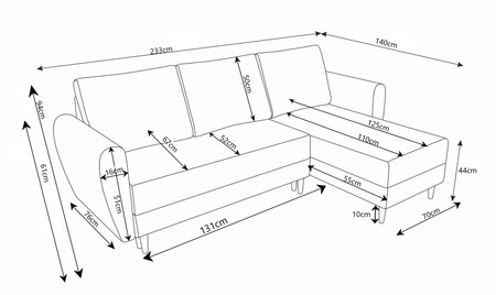 Ecksofa mit Schlaffunktion Rovigo cremefarbenes rechtes Ecksofa im skandinavischen Stil großes Bettzeugfach
