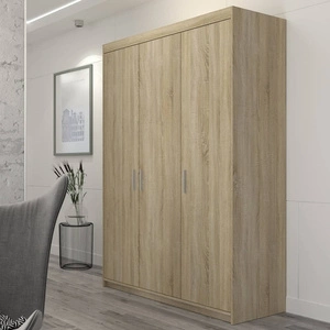 Kleiderschrank Rene 133 cm helle Eiche sonoma modernes Design einfache Form und geometrische Formen und ABS beendet Kanten