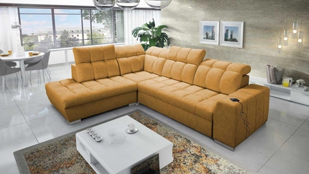Ecksofa mit Schlaffunktion Luigi VII honey linke Seite komfortables Schlafsofa in einer modernen Form