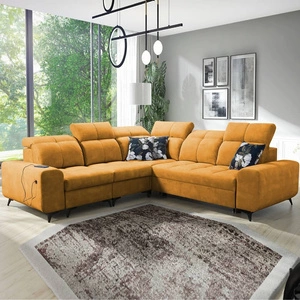 Buffalo III Ecksofa mit Schlaffunktion gelb links komfortables Ecksofa mit ästhetischer Verarbeitung mit Bettzeugcontainern