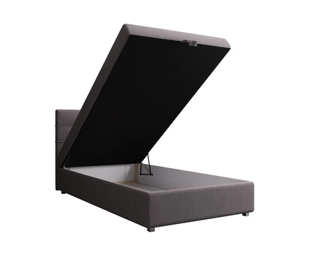 Boxspringbett Fresno 90x200 grau im modernen skandinavischen Stil mit gepolstertem Kopfteil Bett mit Staukasten