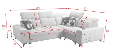 Ecksofa mit Schlaffunktion Buffalo II creme rechts funktionelles und stilvolles Ecksofa mit verstellbaren Kopfstützen