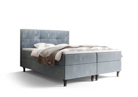 Boxspringbett Melba 180x200 hellblau Bett im modernen skandinavischen Stil mit markantem Kopfteil