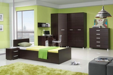 Eck-Kleiderschrank Maximus Kastanie Wenge modernes Design und universelle Tür auf der rechten oder linken Seite installiert werden