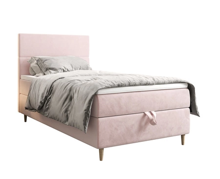 Boxspringbett Bing 90x200 puderrosa im modernen skandinavischen Stil mit gepolstertem Kopfteil Bett mit Staukasten