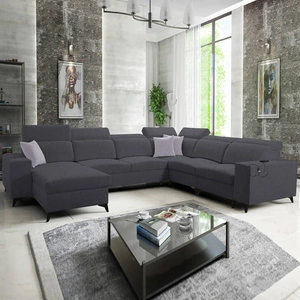 Ecksofa mit Schlaffunktion Kelly Sleek VIII graphit links stilvolles Ecksofa für Wohnzimmer bietet Komfort beim Entspannen