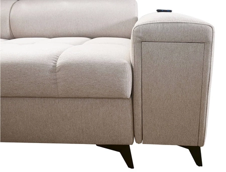 Ecksofa mit Schlaffunktion Bolmso graphit linkes Ecksofa mit zwei Bettzeugbehältern praktische Schublade in der Seite des Möbels