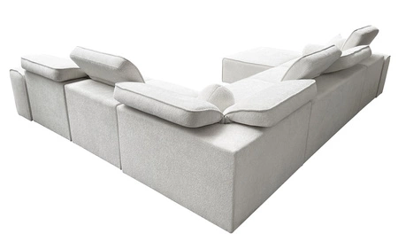 Ecksofa mit Schlaffunktion Viano VIII grau blau links modernes Ecksofa mit interessantem Design Bettzeugcontainer