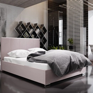 Lugo Polsterbett 140x200 puderrosa mit modernem Kopfteil ideal für Schlafzimmer