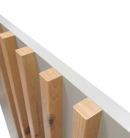 Kommode mit Schubladen Aspen 105 cm Grau / Eiche Artisan Lamellen modernes Design Schranktüren der Kommode mit dekorativen Lamellen