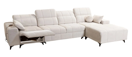 Ecksofa mit Schlaffunktion Penejos XII Lux olivgrün rechtes Stilvolles Schlafsofa mit komfortablem ausziehbarem Fußteil