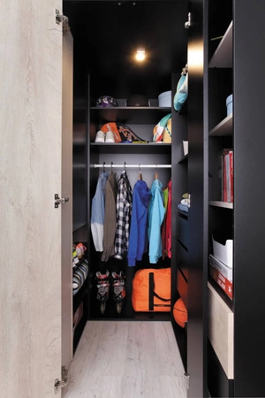 Möbelset Niko schwarz / Eiche / beige ideal für ein Jugend- oder Kinderzimmer in einem trendigen Stil