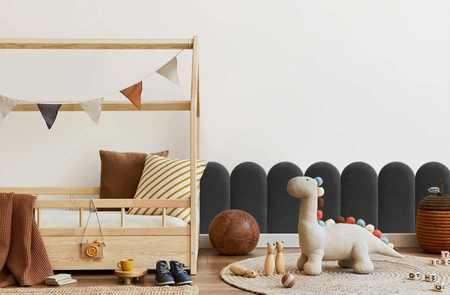 Polsterpaneel Wally 30x100 cm graphit stilvolles Wandpaneel Zaun Veloursstoff modisches Finish für jede Einrichtung