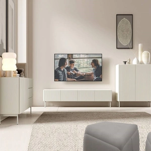 Möbelset Muti beige Designer-Wohnwand auffällige Rillen in den Möbelfronten und Korpus Push-to-Open-System