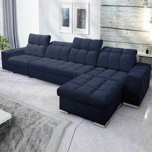 Ecksofa mit Schlaffunktion Luigi XII marineblau rechte Seite stilvolles Ecksofa für das Wohnzimmer in einer minimalistischen und eleganten Ausführung