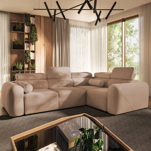 Ecksofa mit Schlaffunktion Cantare II lachsfarbenes bequemes Ecksofa für Wohnzimmer mit stilvollem Charakter weicher Stoff