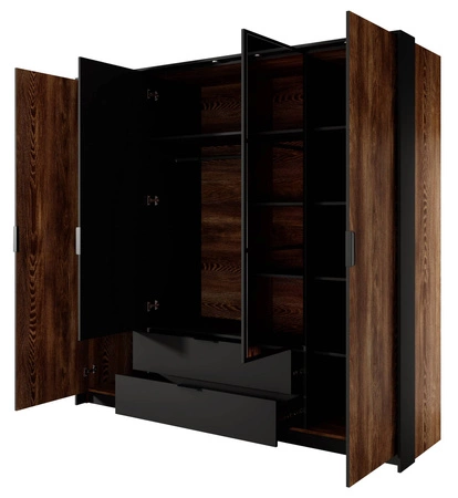 Schlafzimmermöbel-Set Dover Kastanie / Anthrazit Original-Design Schlafzimmermöbel-Set Metall-Accessoires solide Verarbeitung