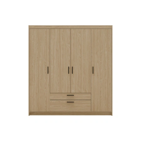 Kleiderschrank Rene 176 cm Eiche geölt stilvolles Design geräumiger Kleiderschrank Kleiderschrank mit klassischer Form ausgestattet mit großen Schubladen