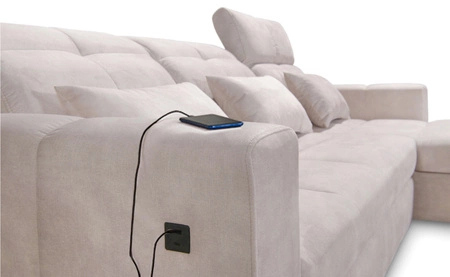 Ecksofa mit Schlaffunktion Laredo blau rechte Ecke komfortables und stilvolles Schlafsofa mit Bettzeugcontainer