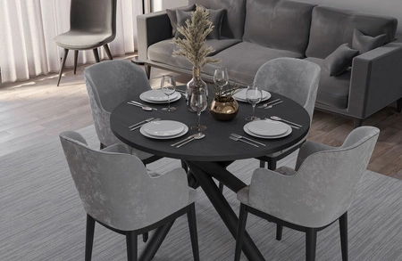 Runder Tisch Lyon 110 cm portland Esche / schwarz Designer Esstisch Metall Spinne Beine höhenverstellbar