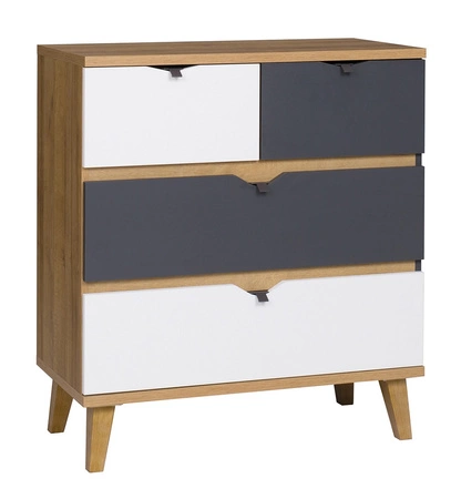 Memone Möbelset goldene Eiche / weiß / graphit modernes Design stilvolles Möbelset für Jugendzimmer im skandinavischen Stil