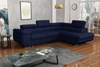Ecksofa mit Schlaffunktion Ganta marineblau rechte Seite moderner Veloursstoff garantiert höchsten Komfort und Funktionalität