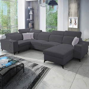 Ecksofa mit Schlaffunktion Kelly Sleek IV graphit rechte Ecke Schlafsofa mit Bettkästen Webstoff