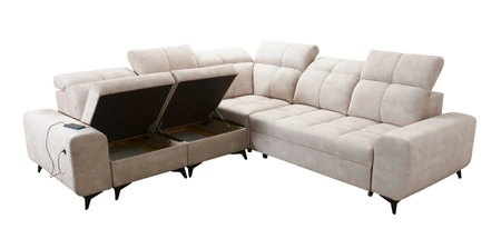 Ecksofa mit Schlaffunktion Buffalo III cremefarben links komfortables Ecksofa mit ästhetischer Verarbeitung mit Bettzeugcontainern