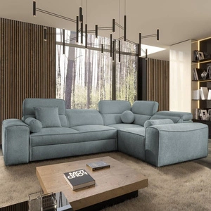 Ecksofa mit Schlaffunktion Viano II grau hellblau rechts Designer Ecksofa passend zu modernen Einrichtungen