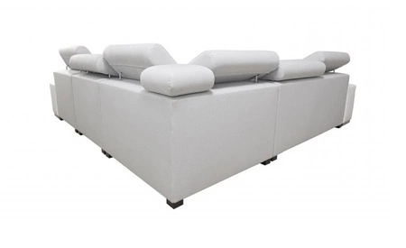 Ecksofa mit Schlaffunktion Provo III creme / weiß rechtes Ecksofa mit Bettzeugablage und verstellbaren Kopfstützen