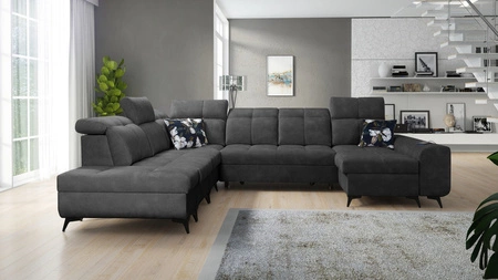 Ecksofa mit Schlaffunktion Buffalo X graphit rechte Seite funktionelles und bequemes Ecksofa für ein Zimmer mit Bettzeugcontainern