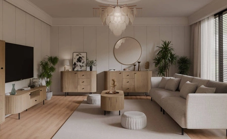 Hängespiegel Ovalio 100 cm Eiche cremona funktioneller runder Spiegel perfekte Ergänzung zum Schminktisch Flur und Schlafzimmer