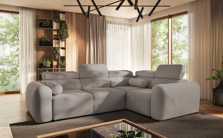 Ecksofa mit Schlaffunktion Cantare II grau Esche rechts bequemes Ecksofa für Wohnzimmer mit stilvollem Charakter weicher Stoff