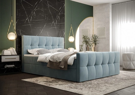 Boxspringbett Manhattan 160x200 türkis Bett im modernen skandinavischen Stil mit gepolstertem Kopf- und Fußteil