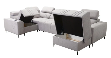 Ecksofa mit Schlaffunktion Castel IV braun rechte Seite stilvolles Ecksofa mit Bettkasten und verstellbaren Kopfstützen