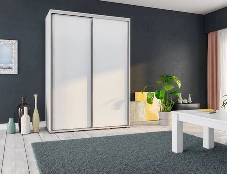 Schiebeschrank Penelope 155 cm weiß modernes Schranksystem Aluminium-Türführung und Laufsystem