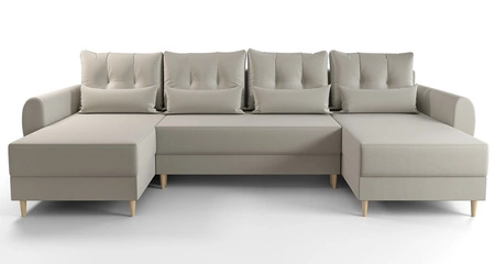 Ecksofa mit Schlaffunktion Rovigo U creme elegantes Ecksofa in skandinavischer Form mit garantiertem Komfort großes Bettzeugfach