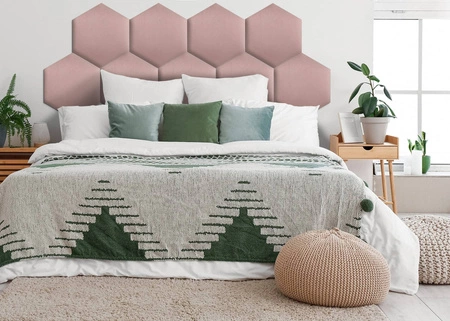 Gepolstertes Paneel Hexagon 40x35 cm rosa stilvolle Wandpaneel Veloursstoff modische Dekoration jedes Interieur