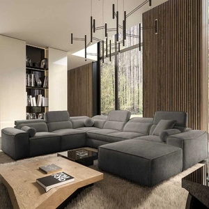 Ecksofa mit Schlaffunktion Viano VIII grau rechts modernes Ecksofa mit interessantem Design Bettzeugcontainer