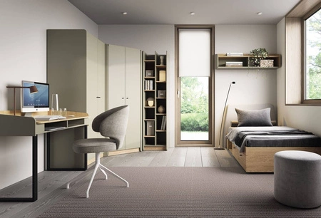 Bücherregal mit Schubladen Olivio 80 cm Eukalyptus/Baltikeiche dune elegantes Design stabile hohe Beine Bücherregal mit Schubladen