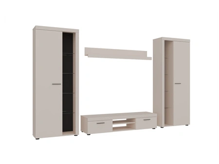 Wohnwand Rene XL sandbeige Perfektes Schrankwand für Liebhaber moderner Arrangements mit elegantem Charakter