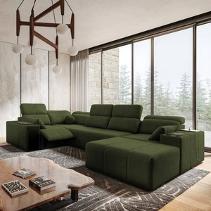 Ecksofa mit Schlaffunktion Tesalia IV Lux grün rechtsseitig stilvolles Ecksofa mit ausziehbarem Fußteil und Schiebefunktion der Rückenlehne