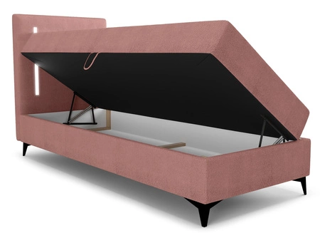 Boxspringbett Norco 80x200 rosa stilvolles Bett mit Staukasten Beleuchtung im Kopfteil fügt eine einzigartige Note