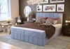 Boxspringbett Casey 140x200 hellblau Bett im modernen skandinavischen Stil mit markantem Kopfteil