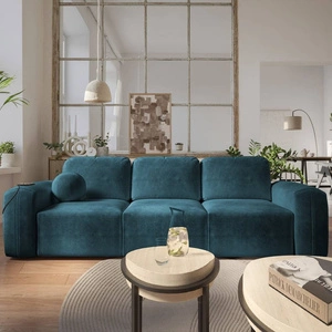Sofa mit Schlaffunktion Arbon türkis bequemes und stilvolles Sofa für das Wohnzimmer weicher Plüschstoff verleiht einzigartigen Charakter