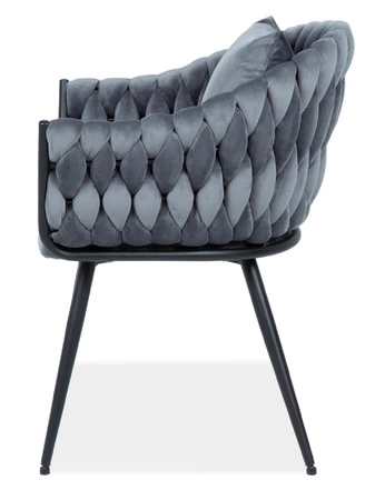 Geflechtstuhl Nuvbo 47x53 cm grau modern und Designer Industriestuhl auf Metallgestell